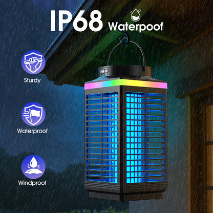 Bug Zapper Outdoor, 4-in-1 4200V Electric Mosquito Zapper, Cordless Rechargeable Bug Zapper Fly Zapper with 5000mAH Battery, Waterproof IP68, Portable & Wireless Insect Zapper for Camping Patio Black