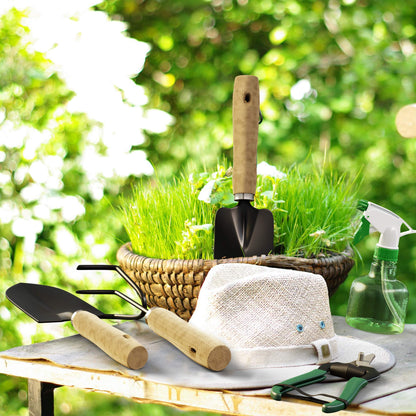 Pure Garden 8-Piece Garden Hand Tool Set - Canvas Tote Gardening Tool Kit with Snip, Pruner, Rake, Trowel, Shovel, Spray Bottle, and Soft Wire Tie