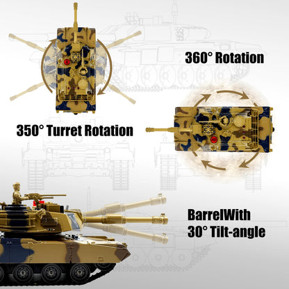 1/24 RC Tank,Remote Control Tank for Boys with Smoke, Lights & Sounds,2.4GHz Ger Leopard II Army Model,Military Toys Gift for Kids Ages 6+