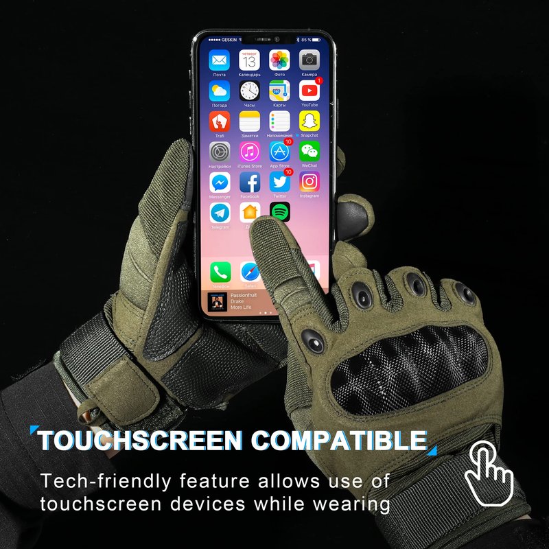 MVPTOO Touchscreen Padded Palm Gloves for Men Green X-Large