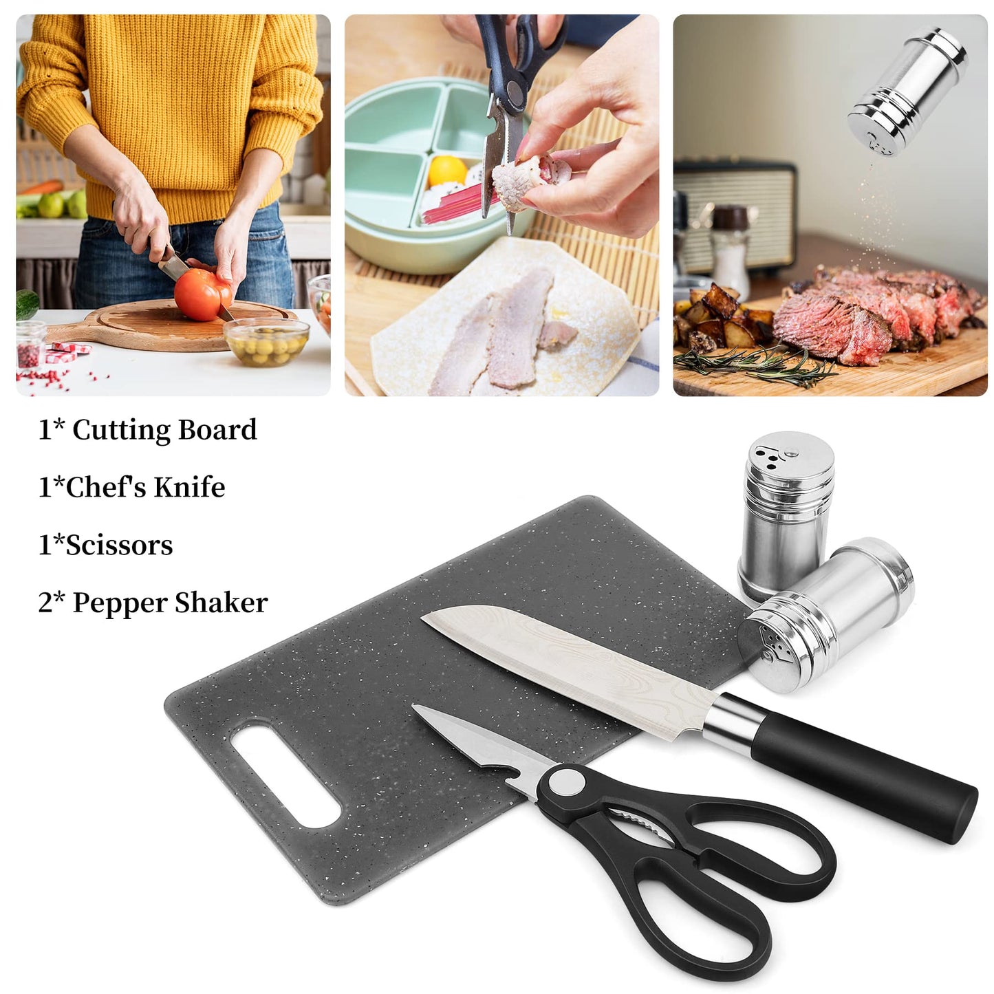 Camping Cooking Utensils Set, Stainless Steel Grill Tools, Camping BBQ Cookware Gear and Equipment for Travel Tenting RV Van Picnic Portable Kitchen Essentials Accessories (Black-16 PCS)