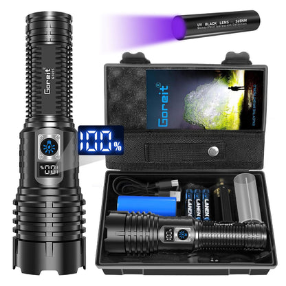 Goreit Flashlights LED High Lumens Rechargeable, 2000 Lumens XHM77.2 Super Bright Flash Light USB, Handheld Flashlight High Powered, Powerful Flashlight Waterproof for Emergency Camping Gift