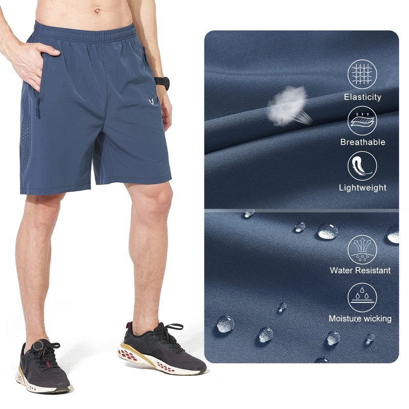 NORTHYARD Men's Athletic Running Shorts Gym Workout 7"/9"/5" Quick Dry Lightweight Sports Basketball Tennis 3 Zipper Pockets FEDERALBLUE XL