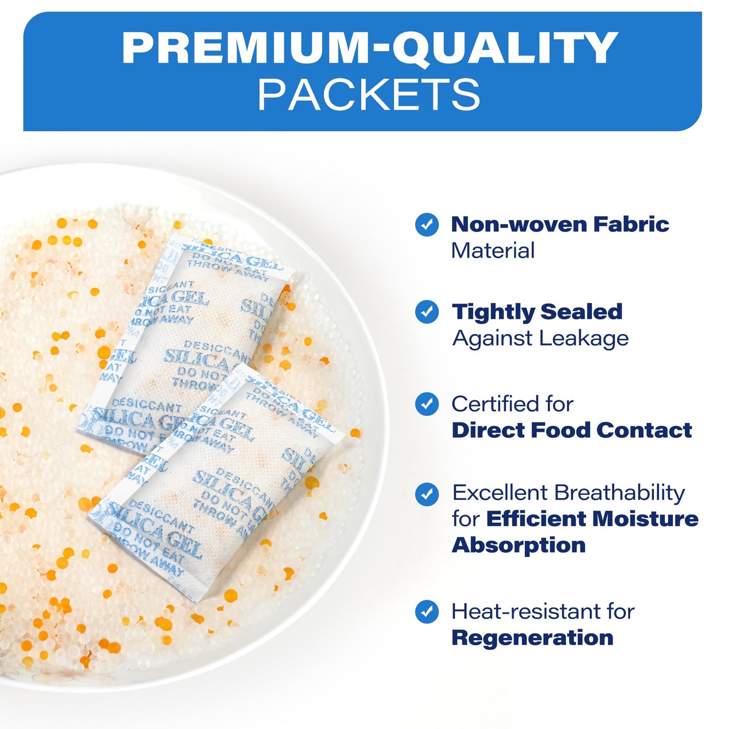LotFancy Silica Gel Sachets 10g 30 Packs, Desiccant Bags Reusable Moisture Absorber for Food or Filament Storage