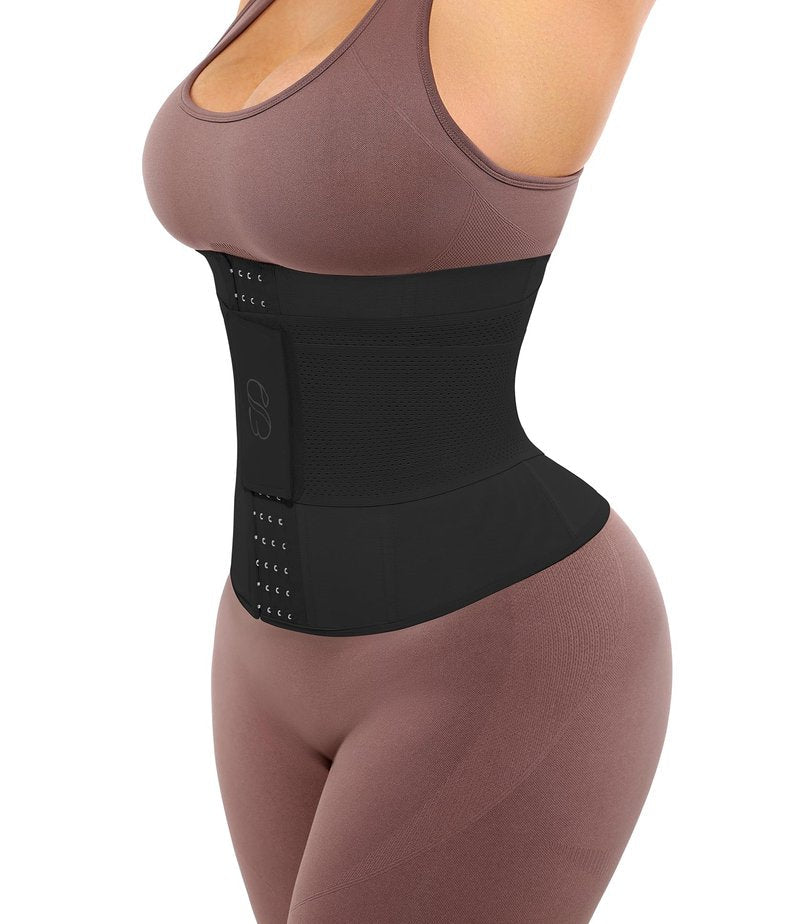 SHAPELLX Workout Waist Trainer Waist Trimmer for Lower Belly Waist Cincher Body Shaper Tummy Control Girdle(Black,XXL)