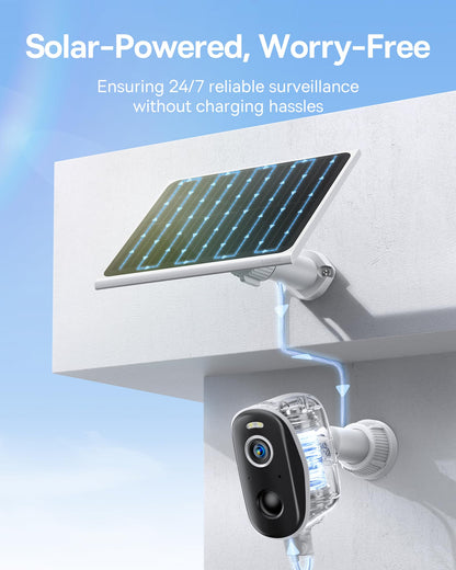 Baseus Solar Security Cameras Wireless Outdoor, N1 2-Cam Kit with Solar Panel 3W, 2K Color Night Vision Camera for Home Security, Solar-Powered, IP67, No Monthly Fee, 16TB Expandable Local Storage
