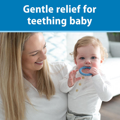 Dr. Brown's Flexees Beaded Teether Rings, 100% Silicone, Soft & Easy to Hold, Encourages Self-Soothe, 3 Pack, Blue, Light Blue, Black, BPA Free, 3m+