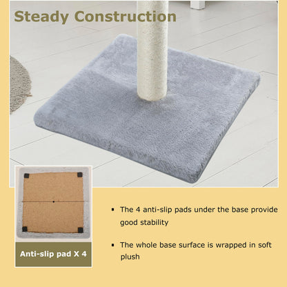Dimaka 86 cm Tall Ultimate Cat Scratching Post, Claw Scratcher with Sisal Rope and Covered with Soft Smooth Plush, Vertical Scratch [Full Stretch], Modern Stable Design for Cats(Grey V2)…