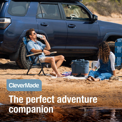 CleverMade Pacifica Collapsible Insulated Cooler Bag – 18 Can / 13 Qt Leakproof Soft Cooler for Beach, Travel, Car – Bottle Opener – Ocean