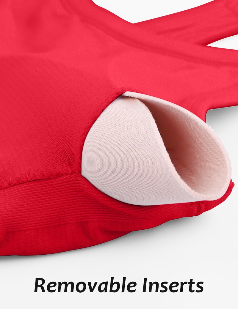 MathCat Workout Tank Tops for Women with Built in Bra, Sleeveless Gym Tops Seamless Racerback Athletic Yoga Shirts True Red
