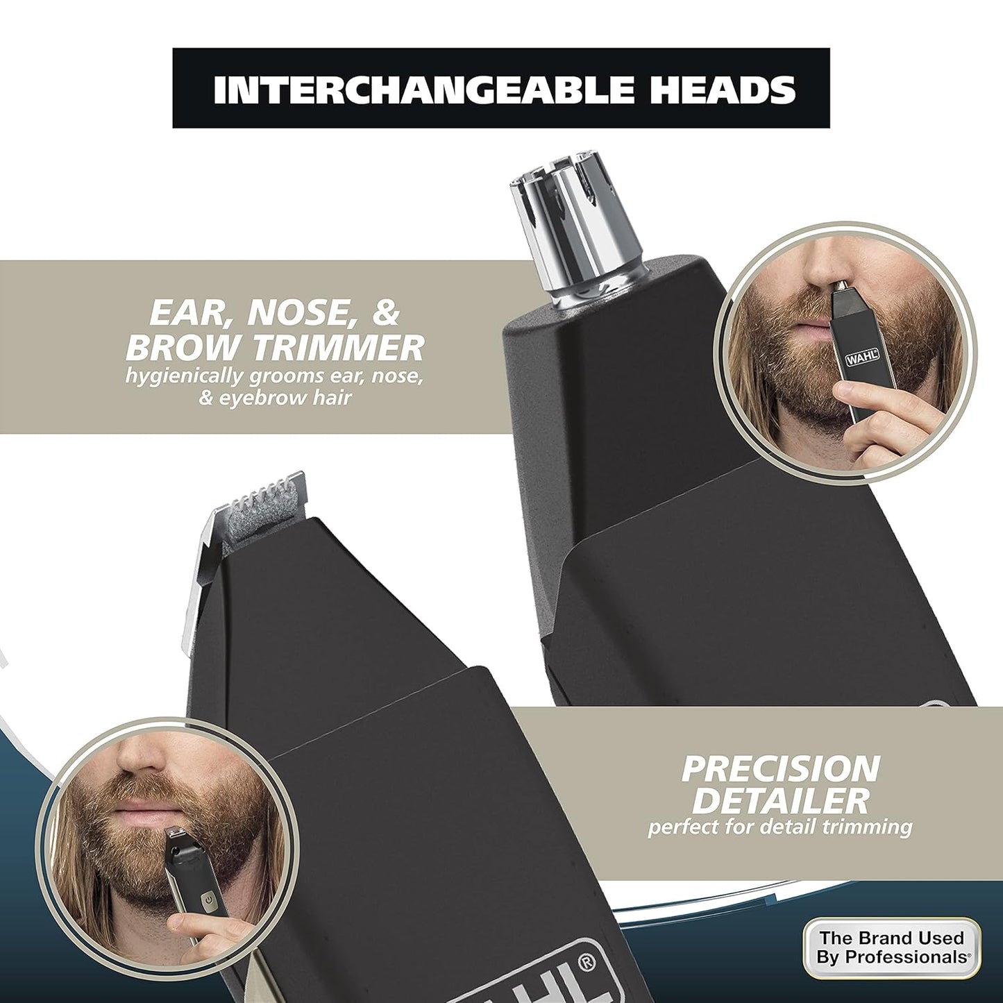 Wahl USA Rechargeable Lithium Ion 2.0 Beard Trimmer for Men - Facial Hair Trimmer with Precision T Blade for Grooming, Detailing Head, Light Touch Ups, Ear Nose & Eyebrow Model 9886-300