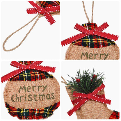 Jetec 12 Pieces Buffalo Plaid Christmas Ornaments Rustic Tartan Burlap Farmhouse Christmas Tree Decors Red Black Buffalo Xmas Tree Ball Plaid Stocking Bell Shaped Hanging Ornaments for Xmas Party