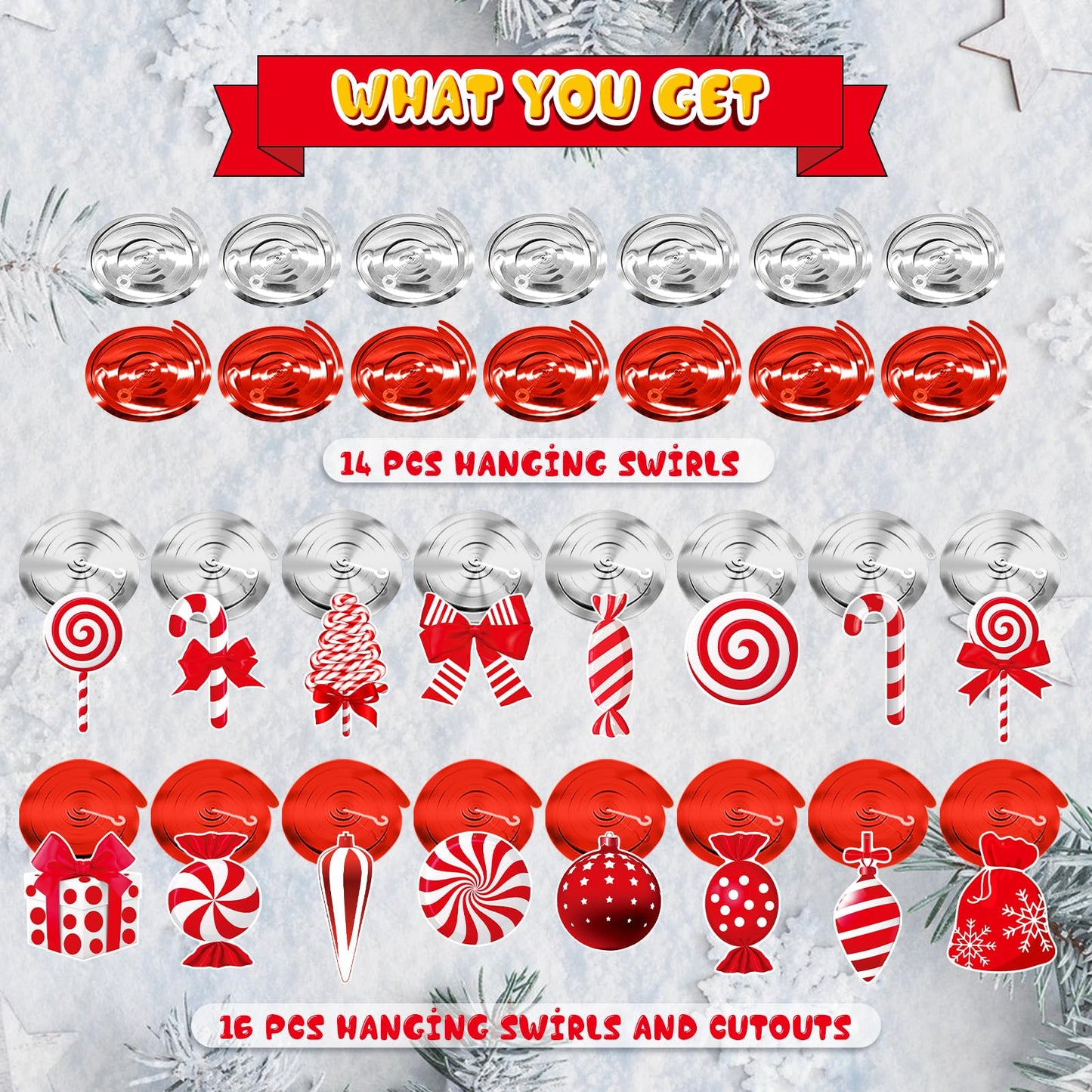 Christmas Hanging Swirls Decorations - Red White Christmas Party Decorations Xmas Peppermint Candy Cane Hanging Ceiling Decor for Home Xmas Winter Holiday Party Decor
