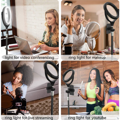 Desk Ring Light with Stand, 10.5'' Selfie Phone Light for Video Recording, Adjustable Circle Ringlight for Computer Laptop Zoom Meeting, Conference Video Calls, Podcast, Streaming, Photography