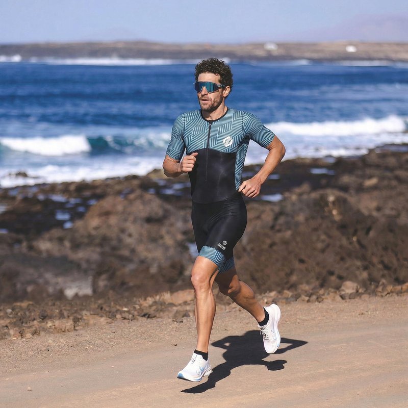 SLS3 Triathlon Suits Mens - Aerodynamic Sleeved Tri Suit Men – Lightweight Trisuit with Premium FX Fabrics - 2 Pockets (Carbon Teal, Small)