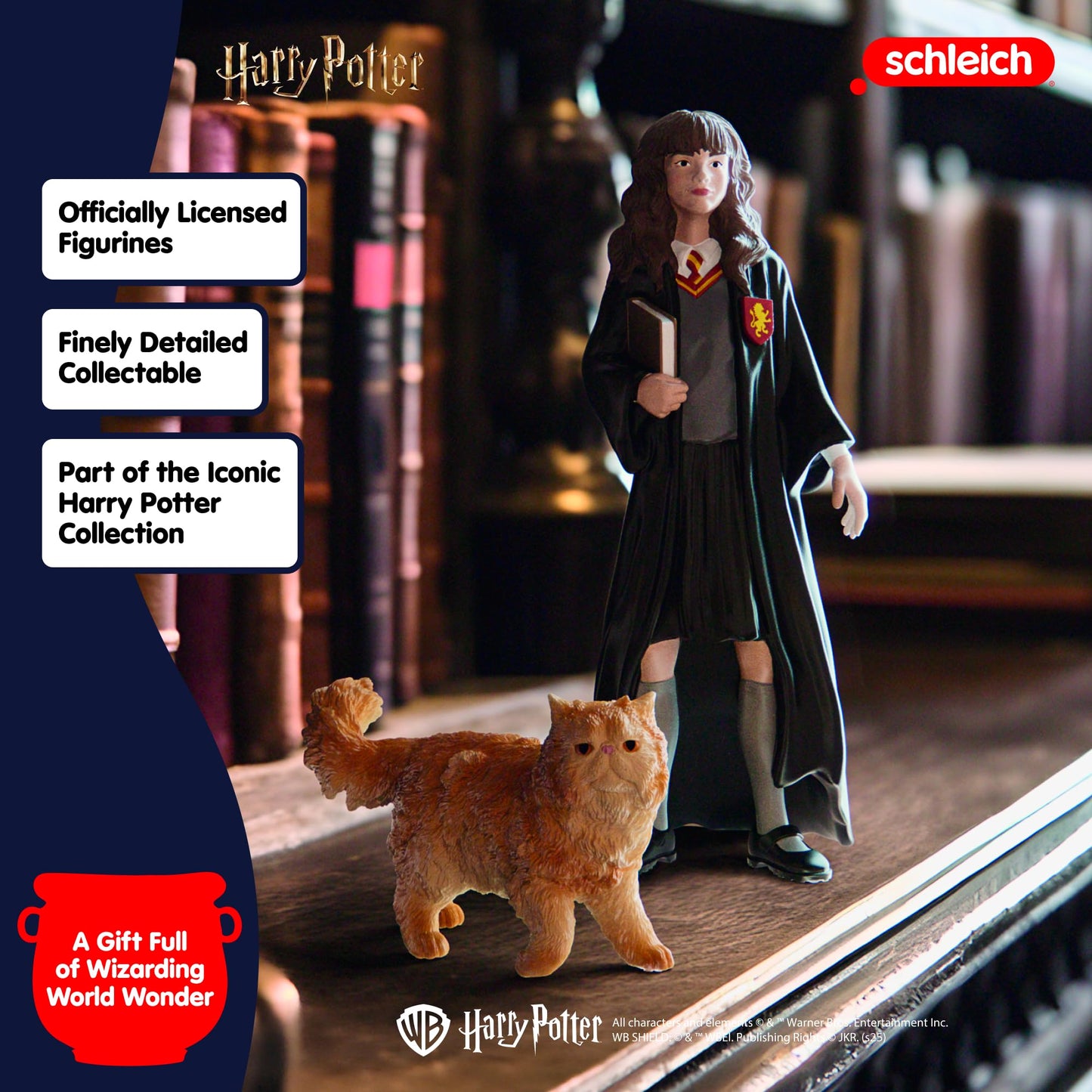 Schleich Harry Potter - Hermonie and Crookshanks Cat Figurines - 2 PC Harry Potter Set - Wizarding World Collectible Figures for Kids and Adults - Toys for Ages 6+ | 42635