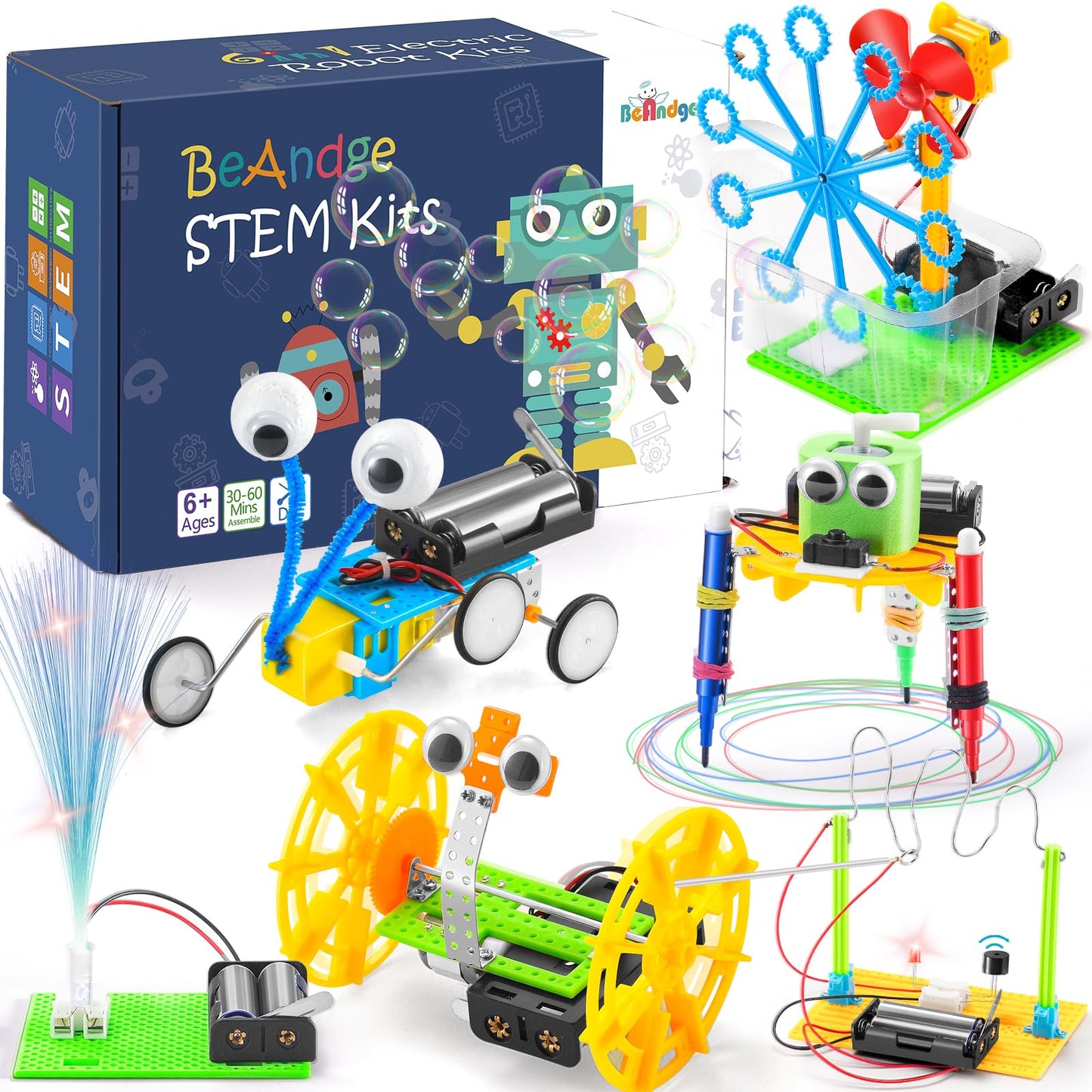 BeAndge STEM Robotics Kit - 6 Set STEM Toys for Age 8-13 8-10, Kids Crafts for Girls Boys Toys Gifts 6 7 8 9 10 Year Old Birthday Gifts, Engineering Science Robot Building Kits for Kids Age 8-12 6-8