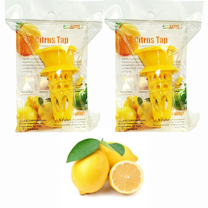 EcoJeannie 2 Pack Citrus Tap, Portable Lemon Juicer Faucet (Patent Pending), Lime Squeezer, Juice Extractor- BPA Free Hormone Free