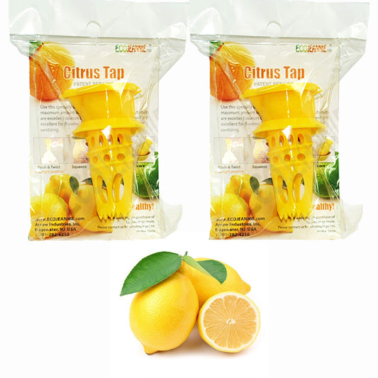 EcoJeannie 2 Pack Citrus Tap, Portable Lemon Juicer Faucet (Patent Pending), Lime Squeezer, Juice Extractor- BPA Free Hormone Free