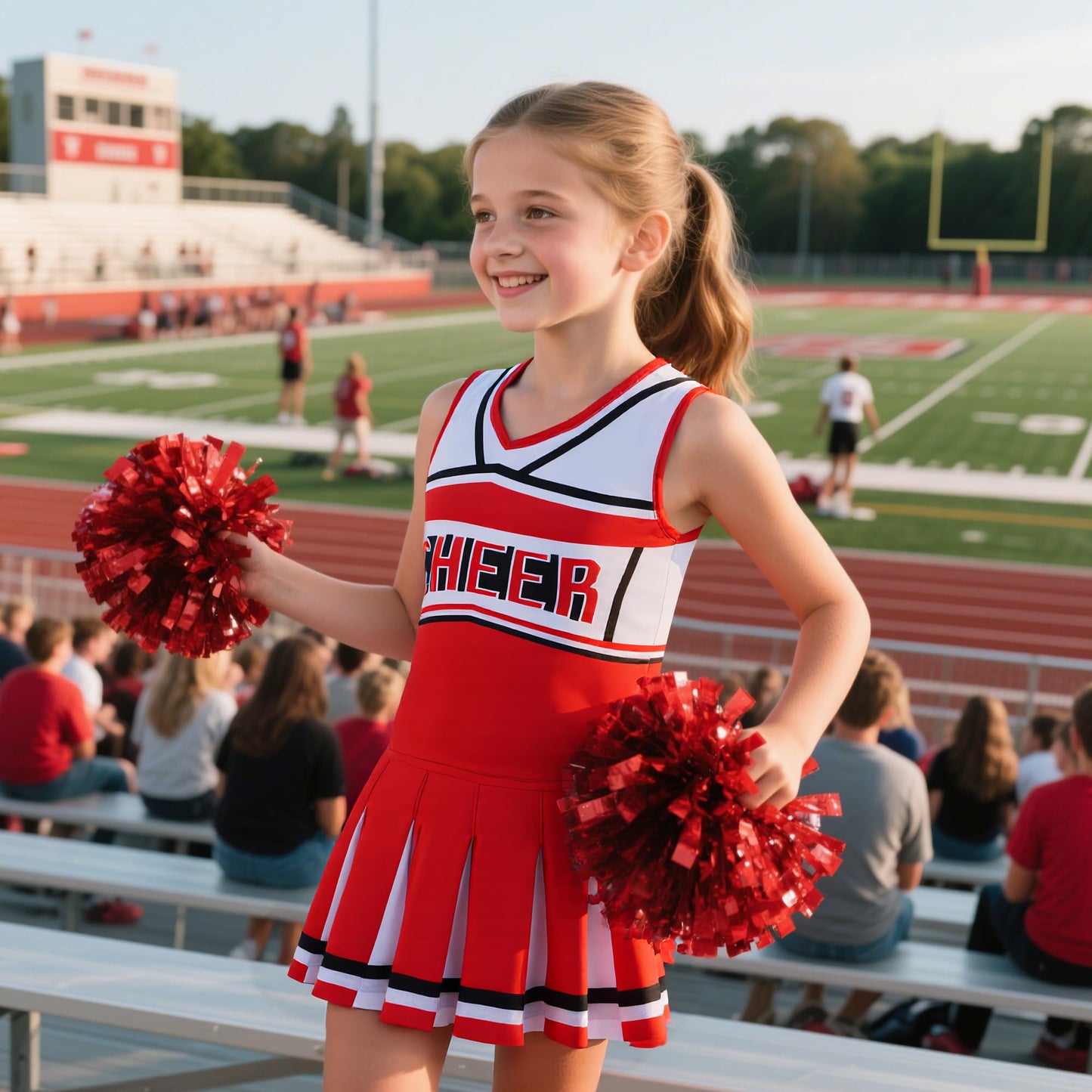 Gortykor Cheerleader Costume for Girls Cheerleading Outfit for Halloween Cheerleader Gifts 3-10 Years (Red, 7-8 Years)