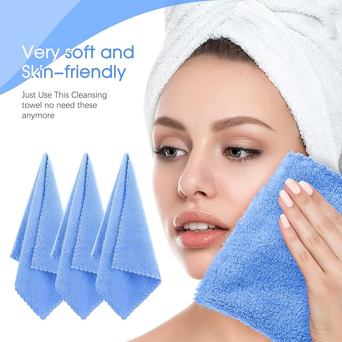 Syhood 12 Pieces Face Wash Cloth 12 x 12 in Makeup Remover Cloths Towel Coral