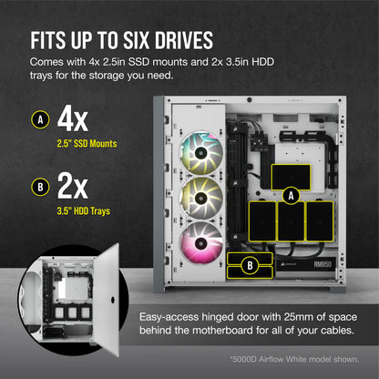 Corsair 5000D Airflow Tempered Glass Mid-Tower ATX Case (High-Airflow Front Panel, Corsair RapidRoute Cable Management System, Two Included 120mm Fans, Motherboard Tray with Fan Mounts) Black