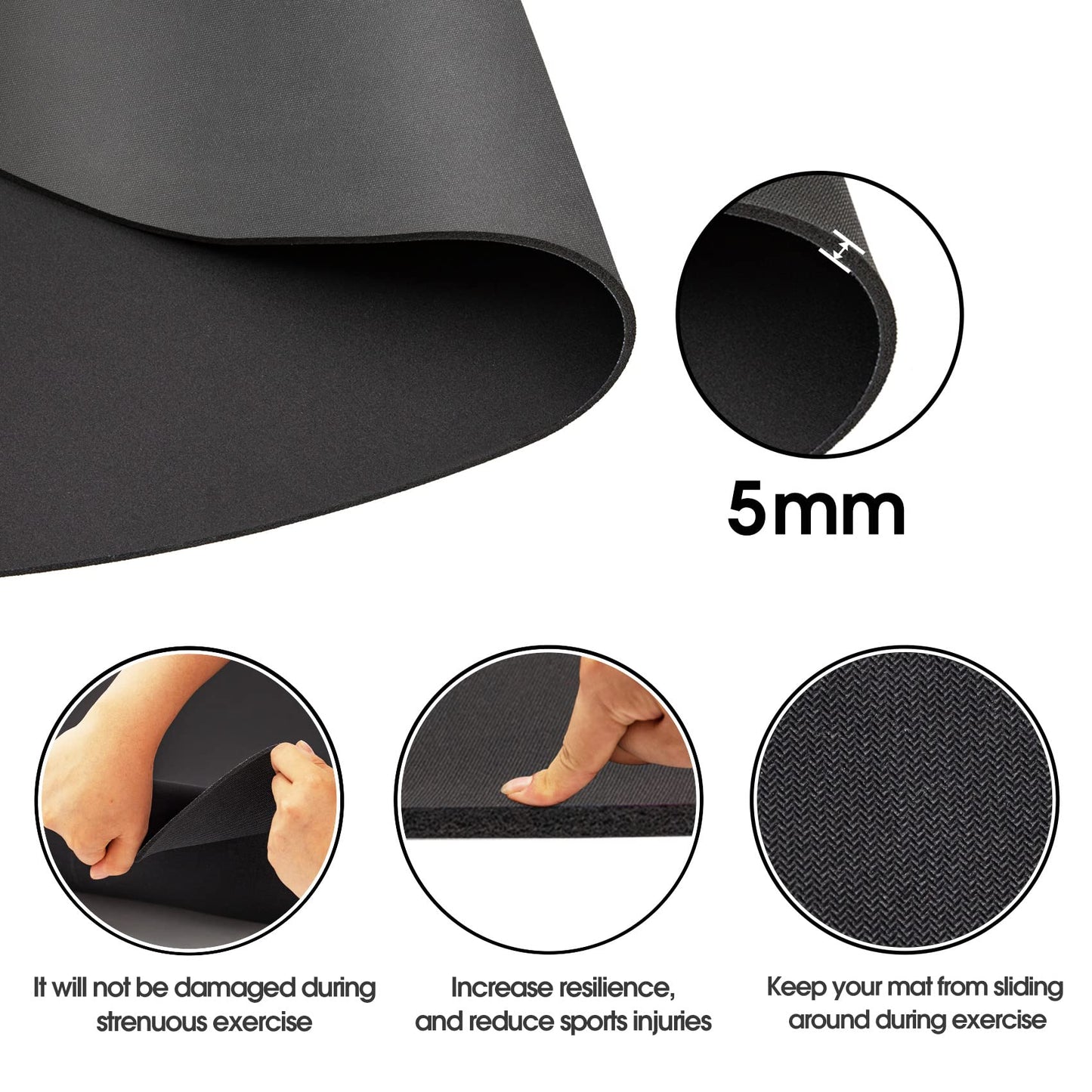 Jump Rope Mat，Large Rubber Exercise Indoor Outdoor，Shock Absorbing Mat Non-Slip Oval Design for Floor & Rope Protection, Workout Mats for Home Gym Flooring(Black)