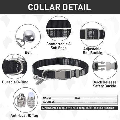 GAMUDA Dog Harness Collar and Leash Set, Horse Care Sheets, No Chock No Pull Adjustable Vest Harnesses Plaid Reflective for Medium Dog, Cat, Small Horse, Small Bull and Pig (Black, M)