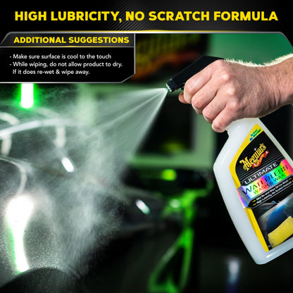 Meguiar's Ultimate Waterless Wash & Wax, Scratch-Free Waterless Car Cleaning Spray for Quick Detailing, 2-in-1 Cleaner and Wax Protection for a Brilliant Shine, 768ml
