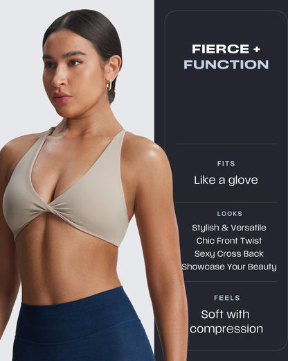 Aoxjox Women's Workout Sports Bras Fitness Sienna Low Impact Bra Yoga Crop Tank (Mink, Small)