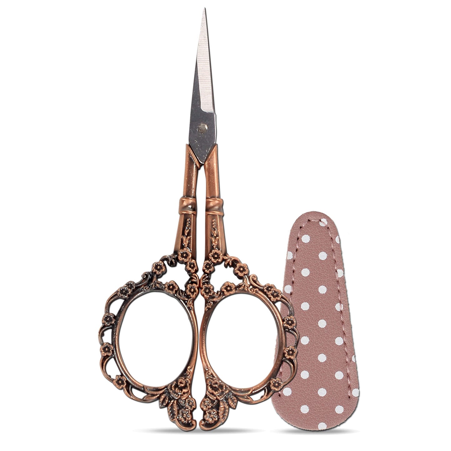 Hisuper 4.5inch Sewing Embroidery Scissors with Leather Scissors Cover, Crafting Sharp Scissor Stainless Steel Craft Shears Scissor for Needlework Manual Sewing Handicrafts Tool