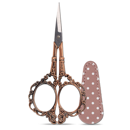 Hisuper 4.5inch Sewing Embroidery Scissors with Leather Scissors Cover, Crafting Sharp Scissor Stainless Steel Craft Shears Scissor for Needlework Manual Sewing Handicrafts Tool