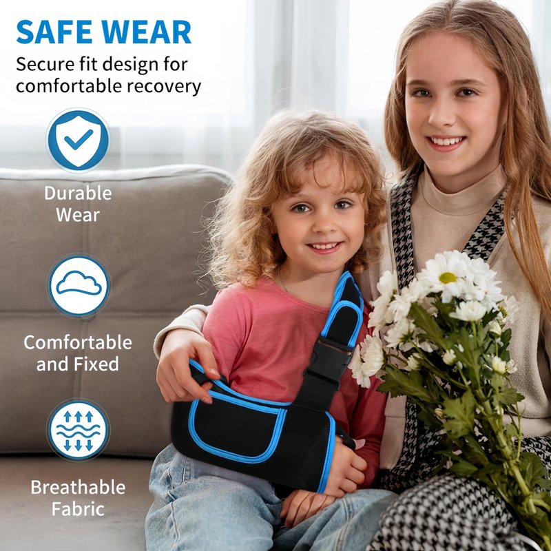 Kids Arm Sling Shoulder Immobilizer, Adjustable Rotator Cuff Support Brace, Fit Left or Right, Breathable Mesh Medical Slings for Elbow, Clavicle and Wrist Injury, Forearm Fracture, Surgery Recovery