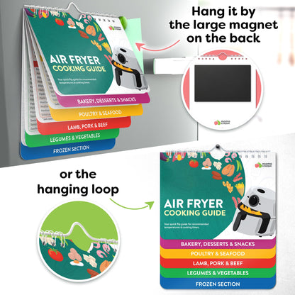 Air Fryer Cheat Sheet Magnets Cooking Guide Booklet - Air Fryer Cookbooks - Air Fryer Liners - Air Fryers Kitchen Gifts Gadgets 2025 - Air Fryer Accessories - Air Fryer Cooking Guide