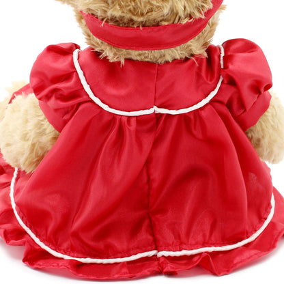 Oitscute Small Baby Teddy Bear with Cloth Cute Stuffed Animal Soft Plush Toy 10" (Red lace Dress)