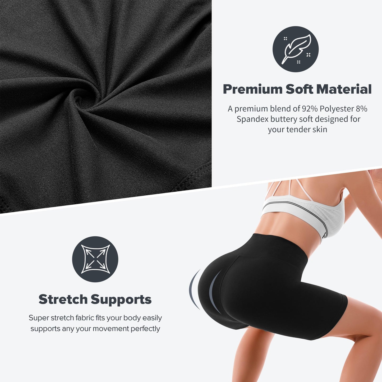 SINOPHANT High Waisted Women Biker Shorts - 6” Buttery Soft Elastic Tummy Control Shorts for Gym, Yoga, Workout(S-M,Orange)