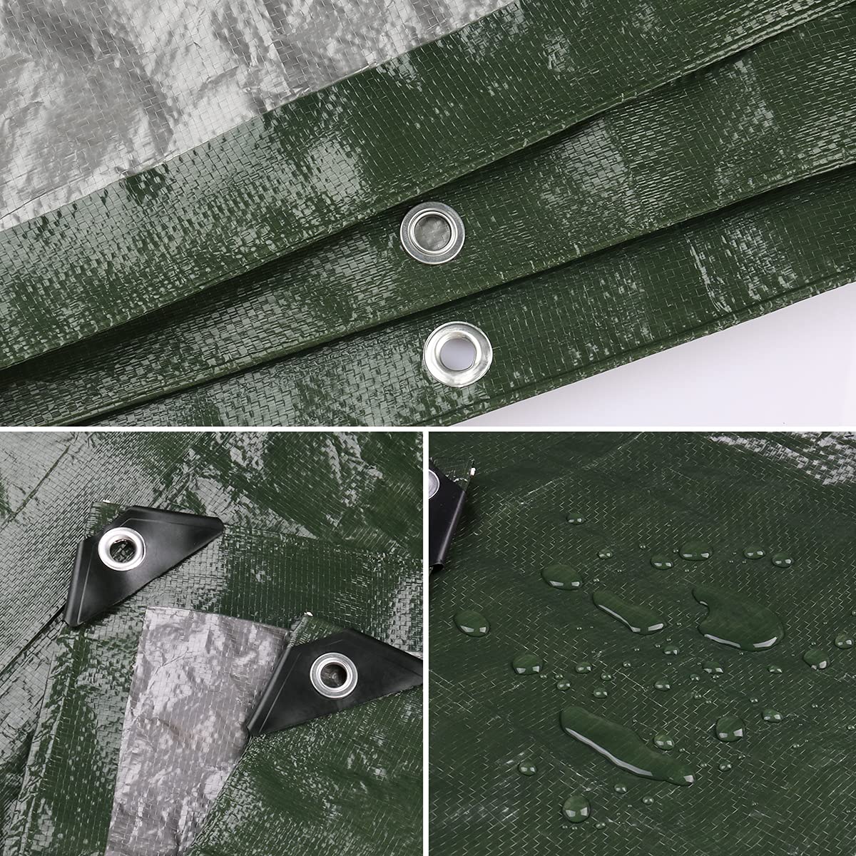 Onarway Tarpaulin Waterproof Heavy-Duty for Outdoor: 3m x 4m 105GSM UV/Tear Resistant PE Tarpaulin Sheet with Reinforced Grommets for Garden Furniture & Ground Use - Green