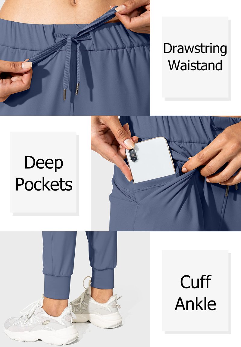 SANTINY Women's Joggers Pants Pockets Drawstring Running Sweatpants for Women Lounge Workout Jogging(Slate Blue_XXL)