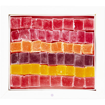 Cerez Pazari Turkish Delight Candy With Assorted Flavors, Gourmet Medium Size Snacks Gift Box, Sweet Luxury Traditional Confectionery Loukoumi, Vegan Lokum, Approx. No Nuts, 42 Pcs, 16 oz.