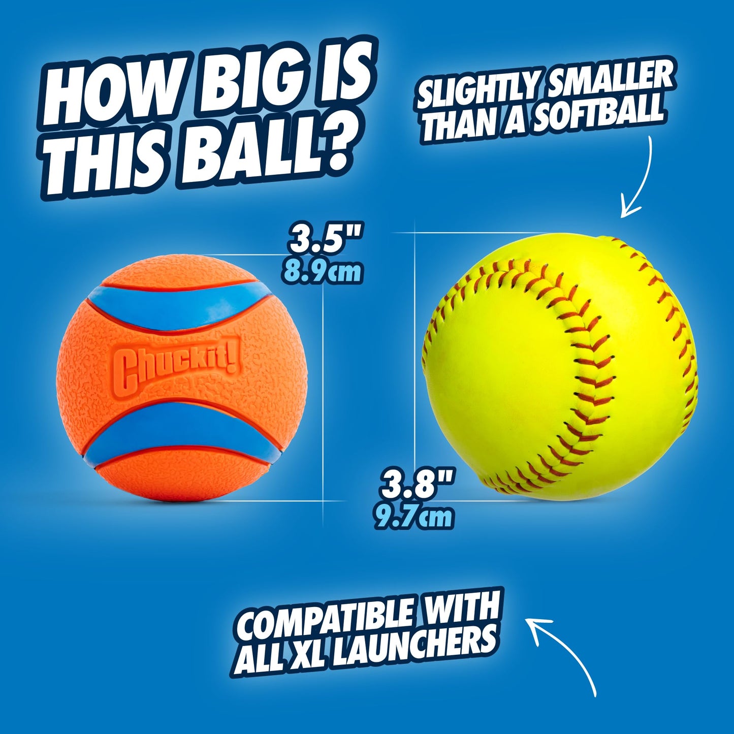 Chuckit! Ultra Ball & Launcher Bundle - Sport 18" with 2 Pack Medium (2.5") Bouncy Fetch Balls for Dogs 20-60 lbs, Dog Fetch Ball Thrower