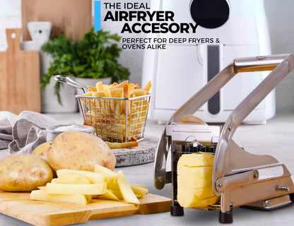 ICO French Fry Cutter, 2-blade Potato Slicer, French Fry Cutter For Potatoes with Non-slip Suction Lock Technology, Stainless Steel French Fry Press