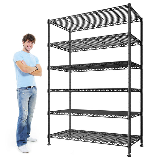 REIBII 75''H Storage Shelves Metal Shelving Unit, 6 Tier Wire Shelving for Pantry Shelves Adjustable 1200LBS Garage Shelving Heavy Duty Storage Rack for Kitchen Garage, 35.4''W*75''H*15.7" D