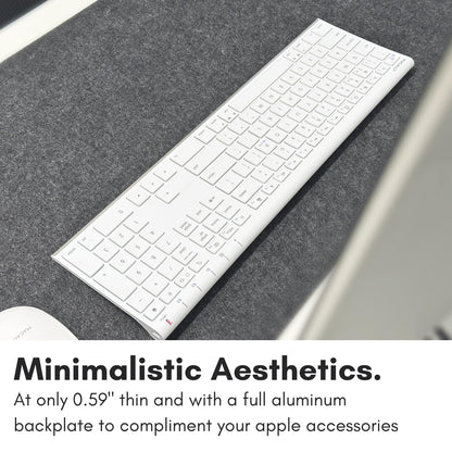 Macally Wireless Bluetooth Keyboard for Mac - Compatible Apple Keyboard or MacBook Pro/Air, iMac - Multi-Device, Up to 3 Devices with 110 Keys, 20 Shortcuts, Numeric Keypad, and Rechargeable - Silver