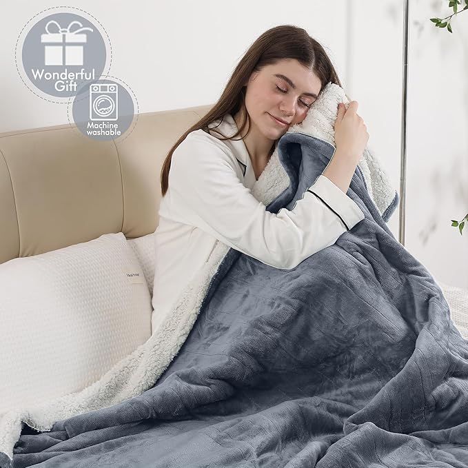 Electric Heated Blanket Twin Size, 62"x84" Electric Throw Blanket with ETL & FCC Certification, Fast Heating Blanket with 5 temperatures & 10 Hours Auto Off, Machine Washable, Gray