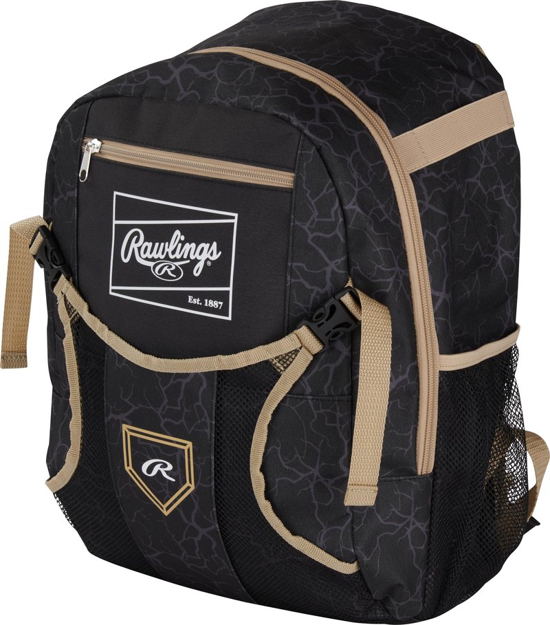 Rawlings | R200G T-Ball/Youth Backpack | Baseball/Softball |Black/Gold