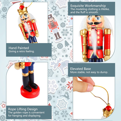 Aoriher 12 Pcs Christmas Nutcracker Ornament Small Wooden Soldier Hanging Decorations Nutcracker Figure Ornament for Christmas Tree Figure Decoration Gift