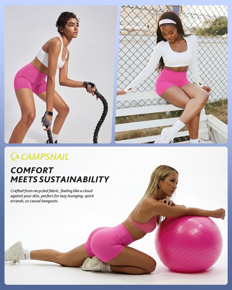 CAMPSNAIL Workout Biker Shorts Women - 3"/5"/8" High Waisted Tummy Control Spandex Booty Volleyball Shorts for Yoga Dance 3 in Pink