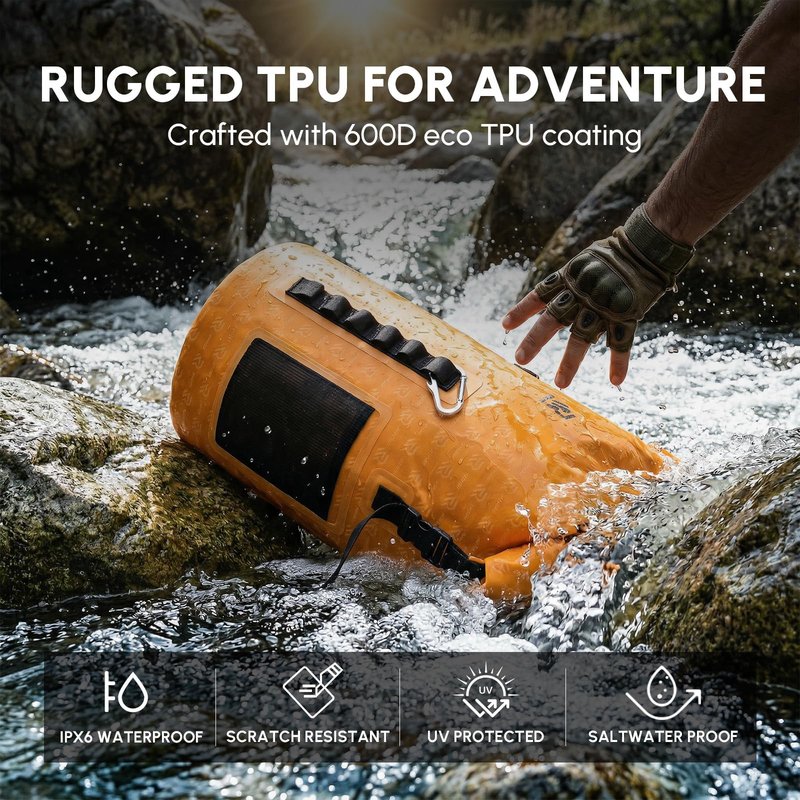 RIVONOVA Premium Roll Top Closure Cooler Backpack 20L Orange