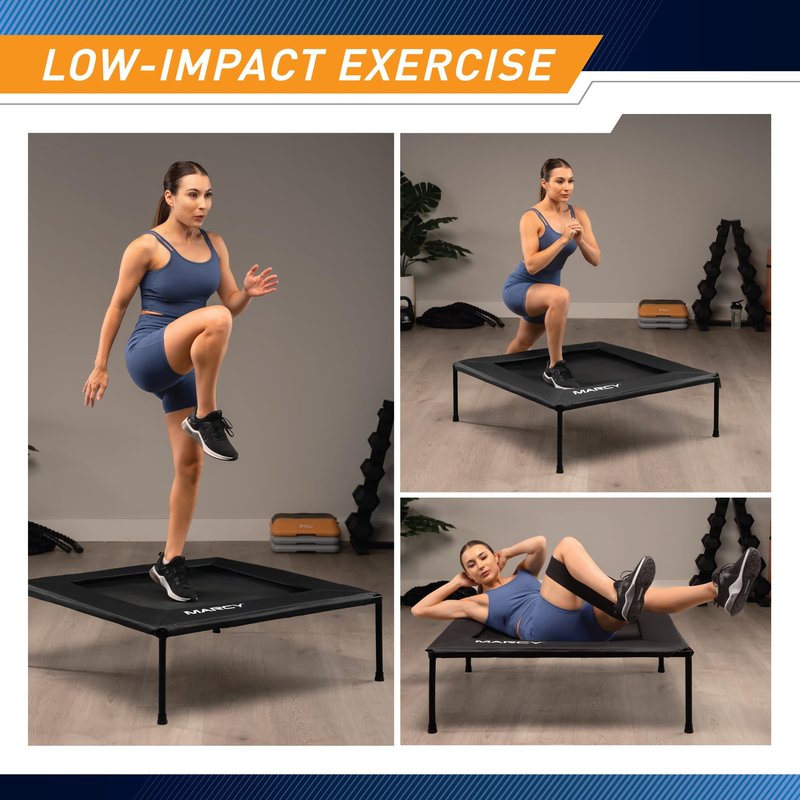 Marcy 40-Inch Square Cardio Rebounder Trampoline (TPL-41SQ) – Stable Steel Frame for Home Gym, Weight Loss, and Balance Training