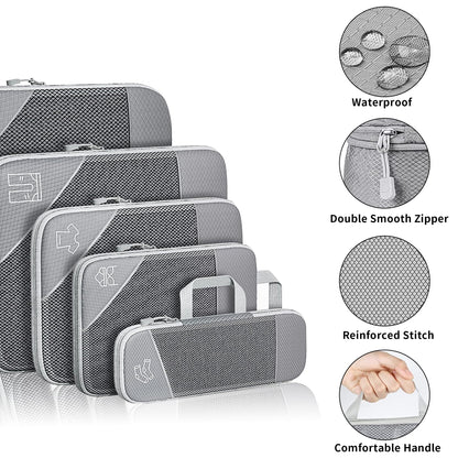 6 Set compression packing cubes travel accessories,Expandable Packing Organizers for Travel,Essentials Luggage Travel Bags,Packing Cubes for Suitcases, Cube Accessories for Women/Men